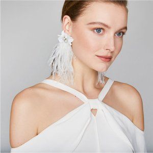 Mignonne Gavigan White Feather Earrings